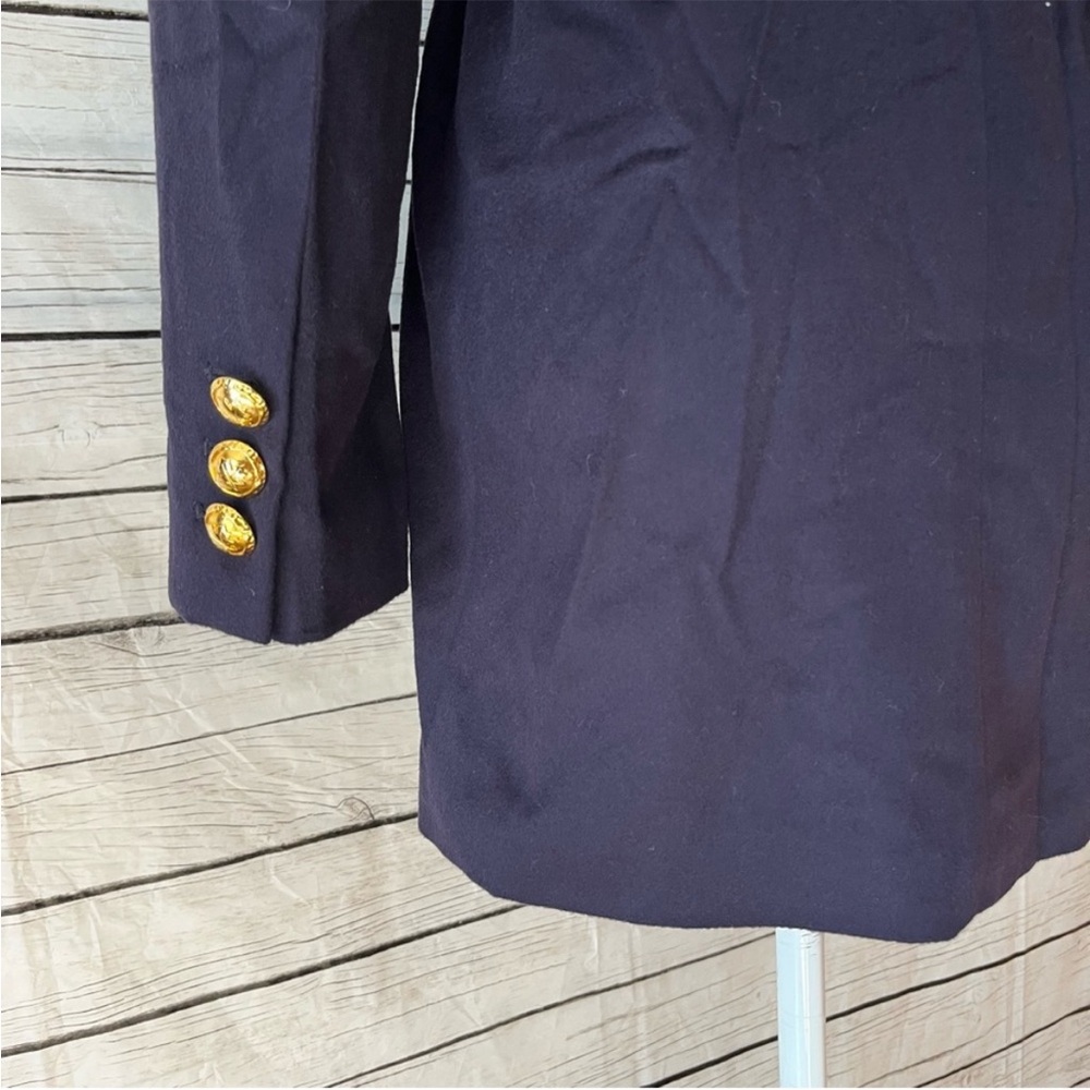 Escada Navy Wool & Cashmere Double Breasted Belted Blazer Size 8 - Picture 6 of 12